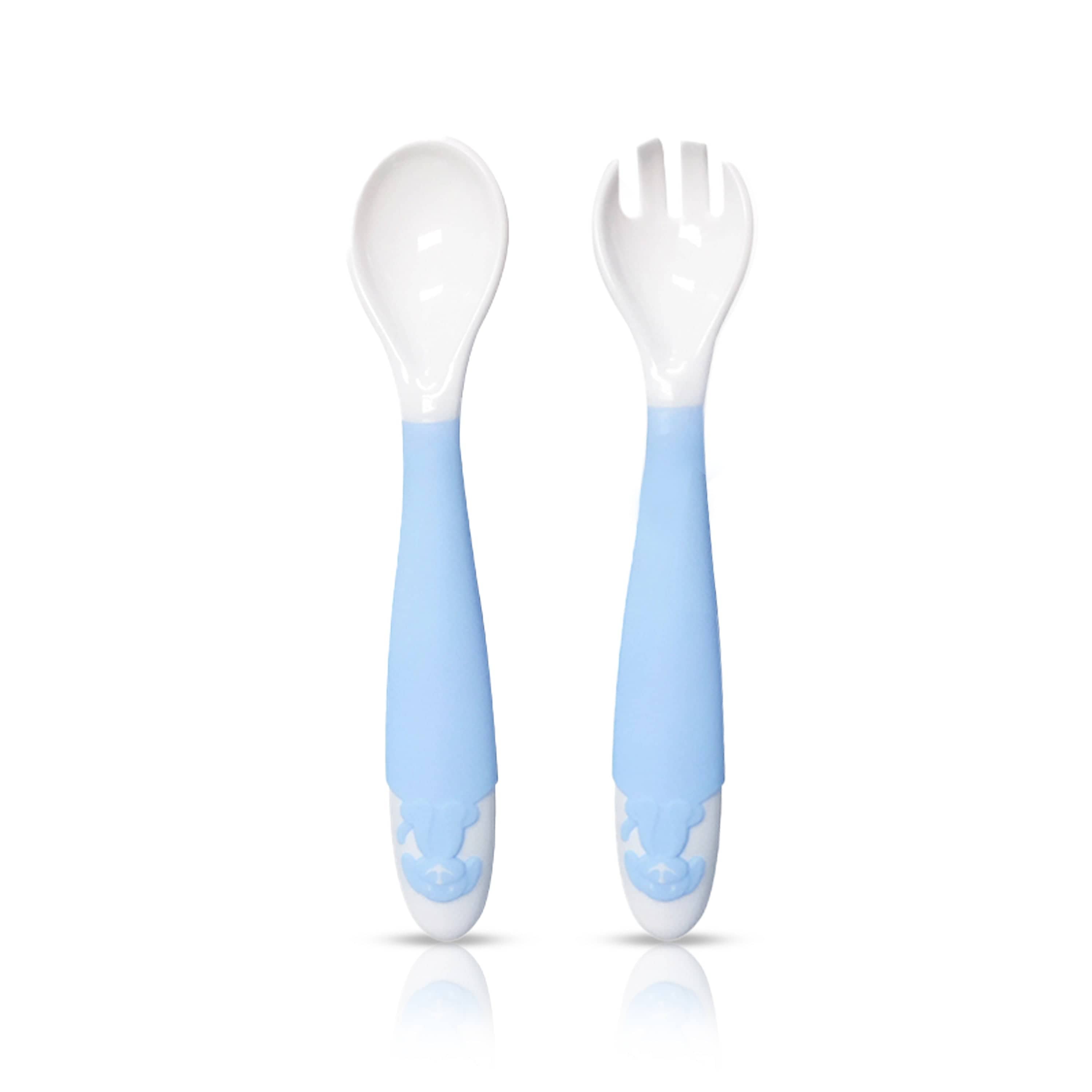 LuvLap Bendable Weaning Spoon & Fork Set (Blue)