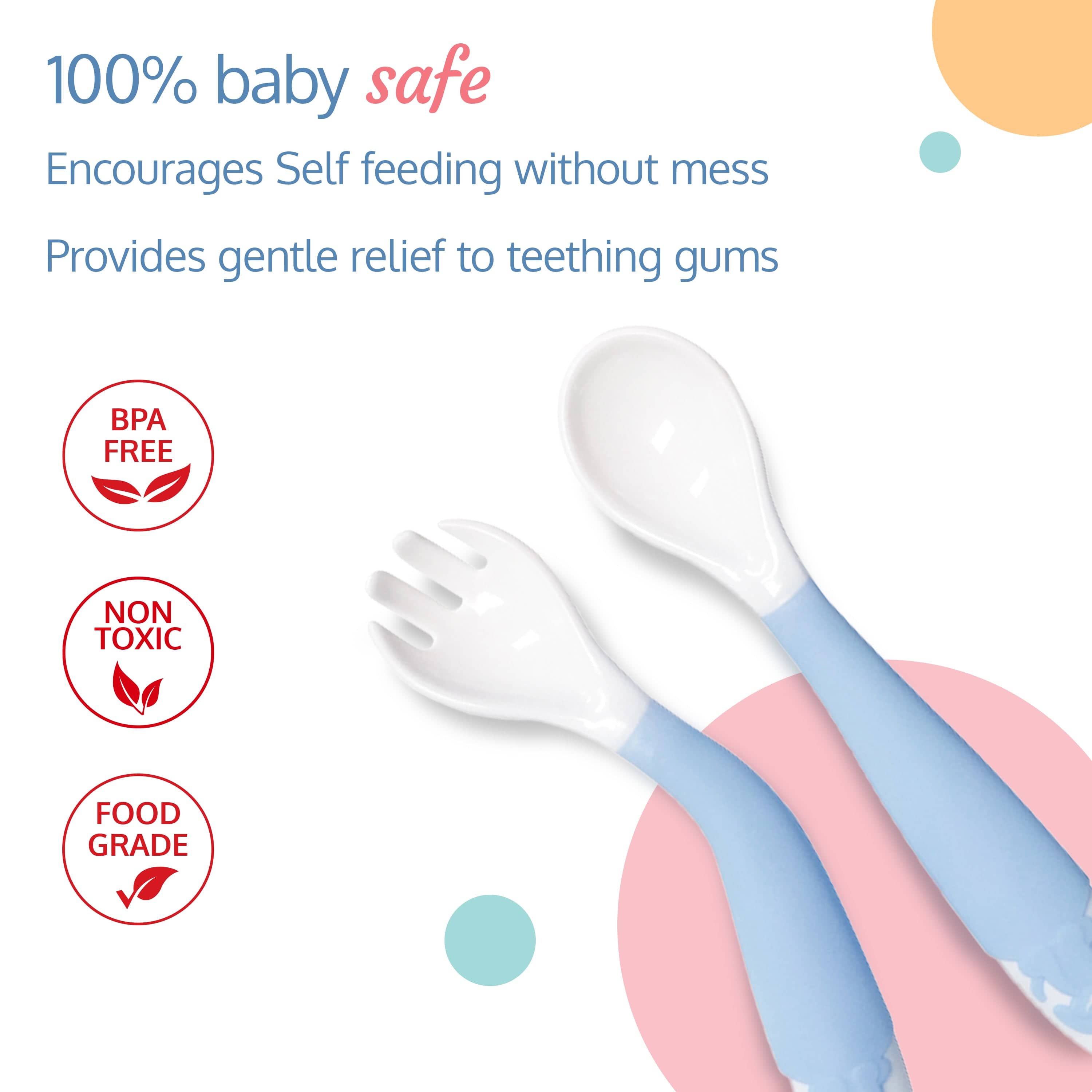 LuvLap Bendable Weaning Spoon & Fork Set (Blue)