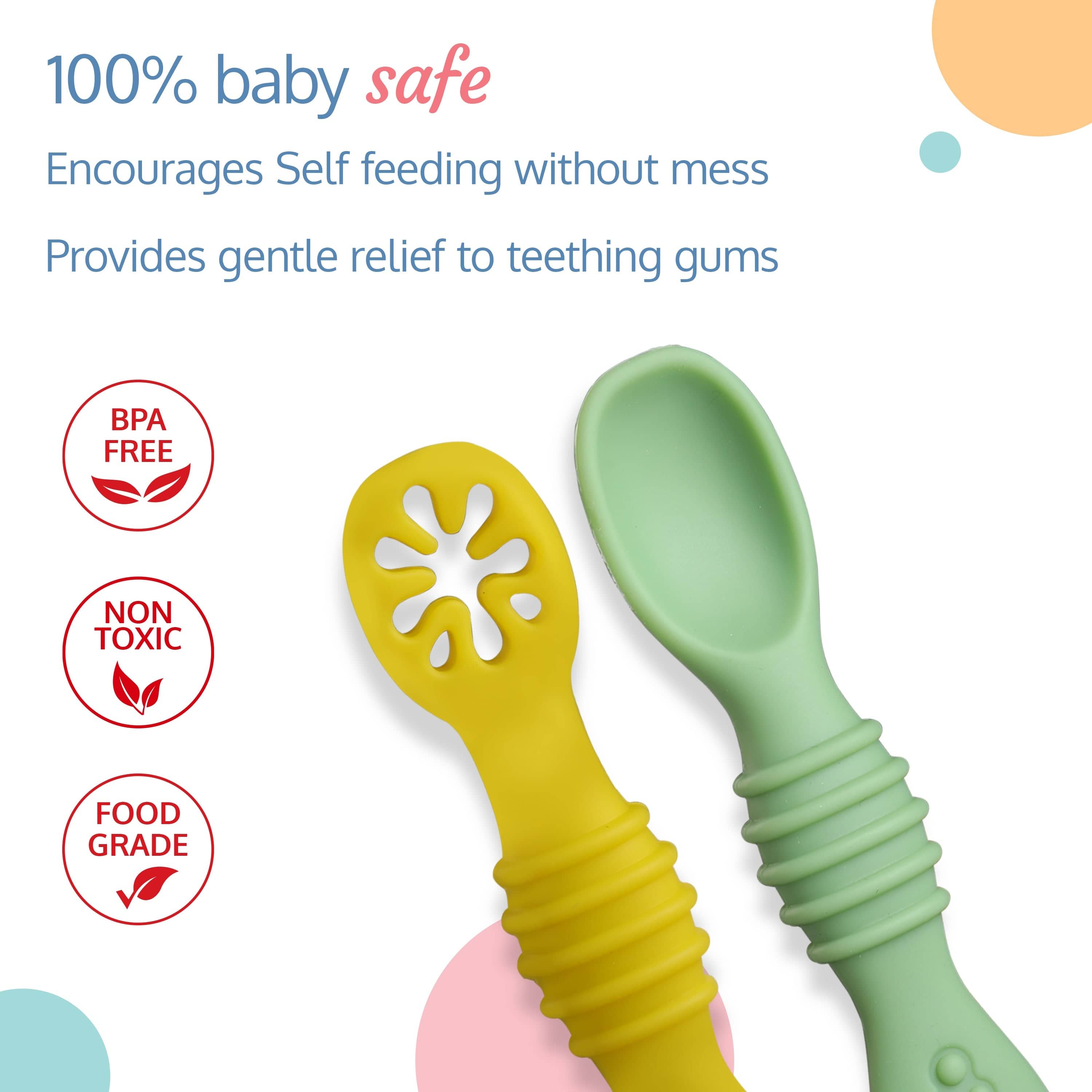 LuvLap Baby - Led Weaning Silicone Spoons, Set Of 2