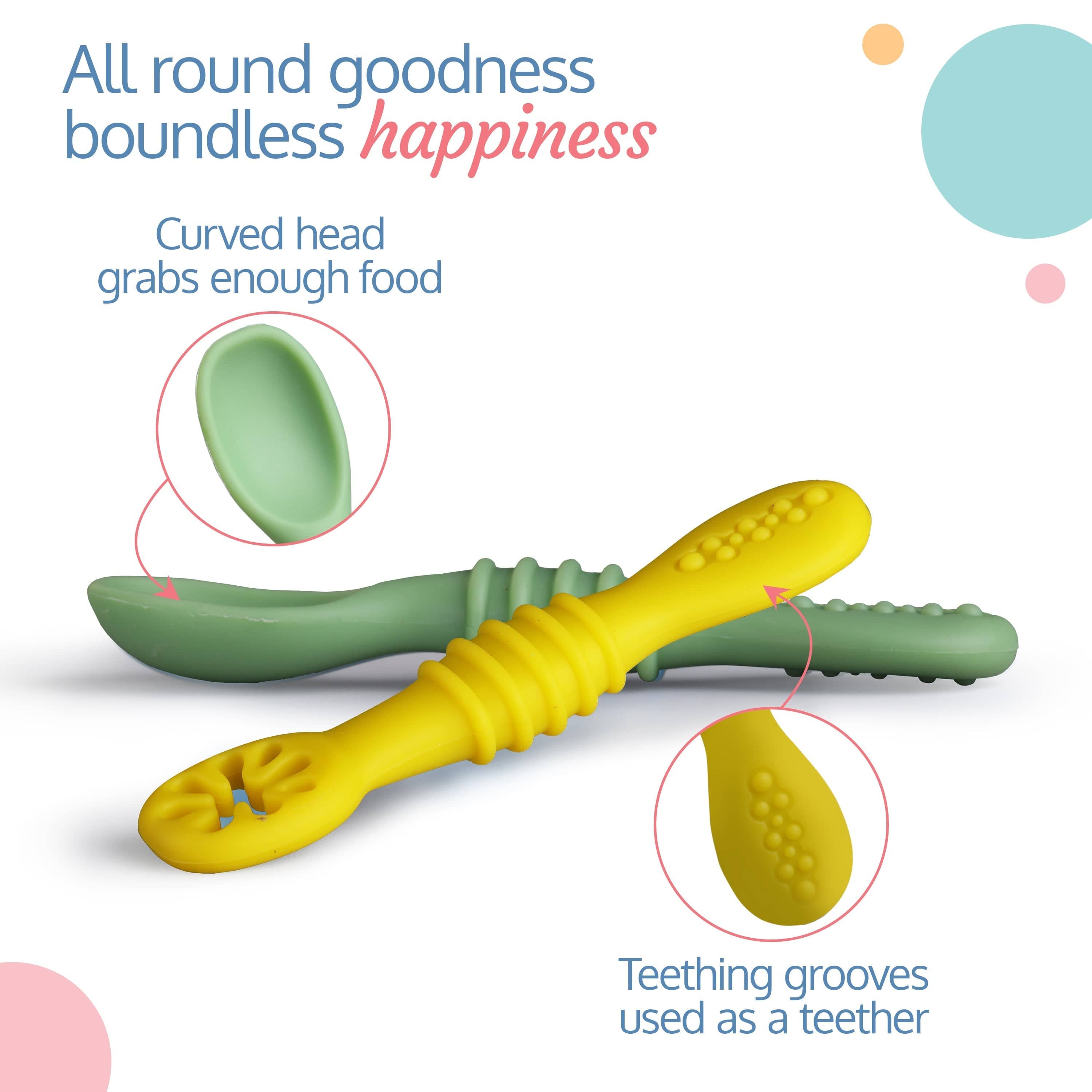 LuvLap Baby - Led Weaning Silicone Spoons, Set Of 2