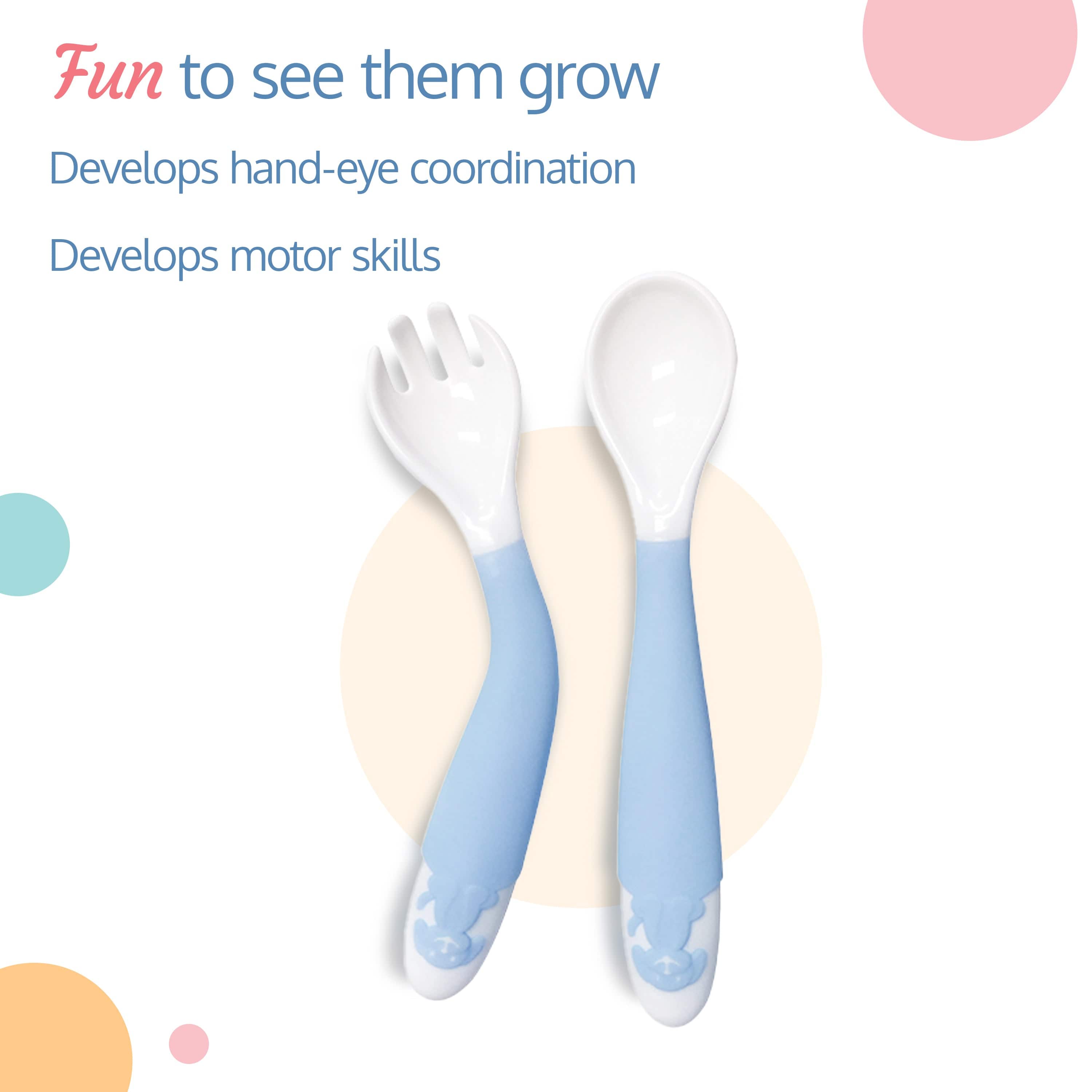 LuvLap Bendable Weaning Spoon & Fork Set (Blue)