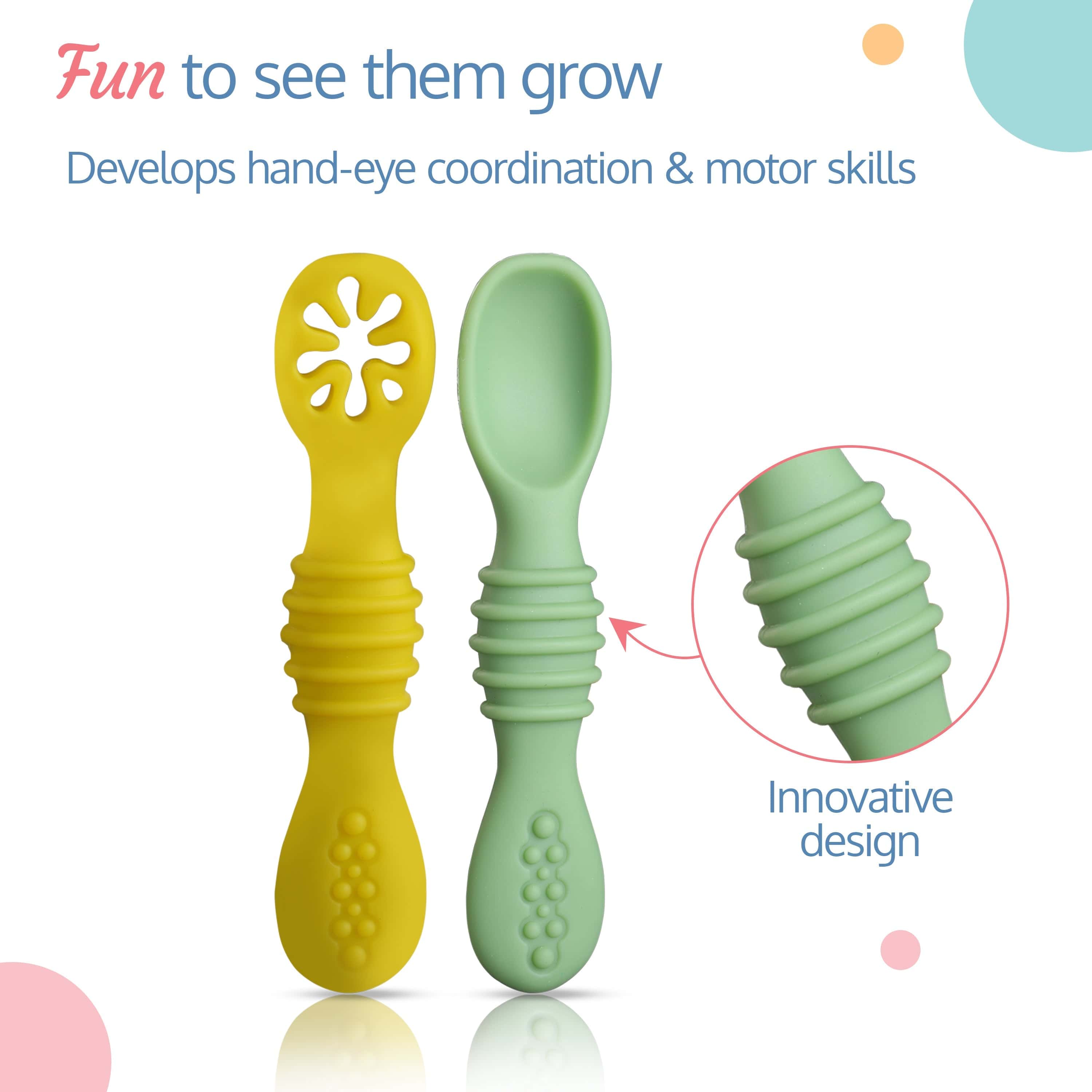 LuvLap Baby - Led Weaning Silicone Spoons, Set Of 2