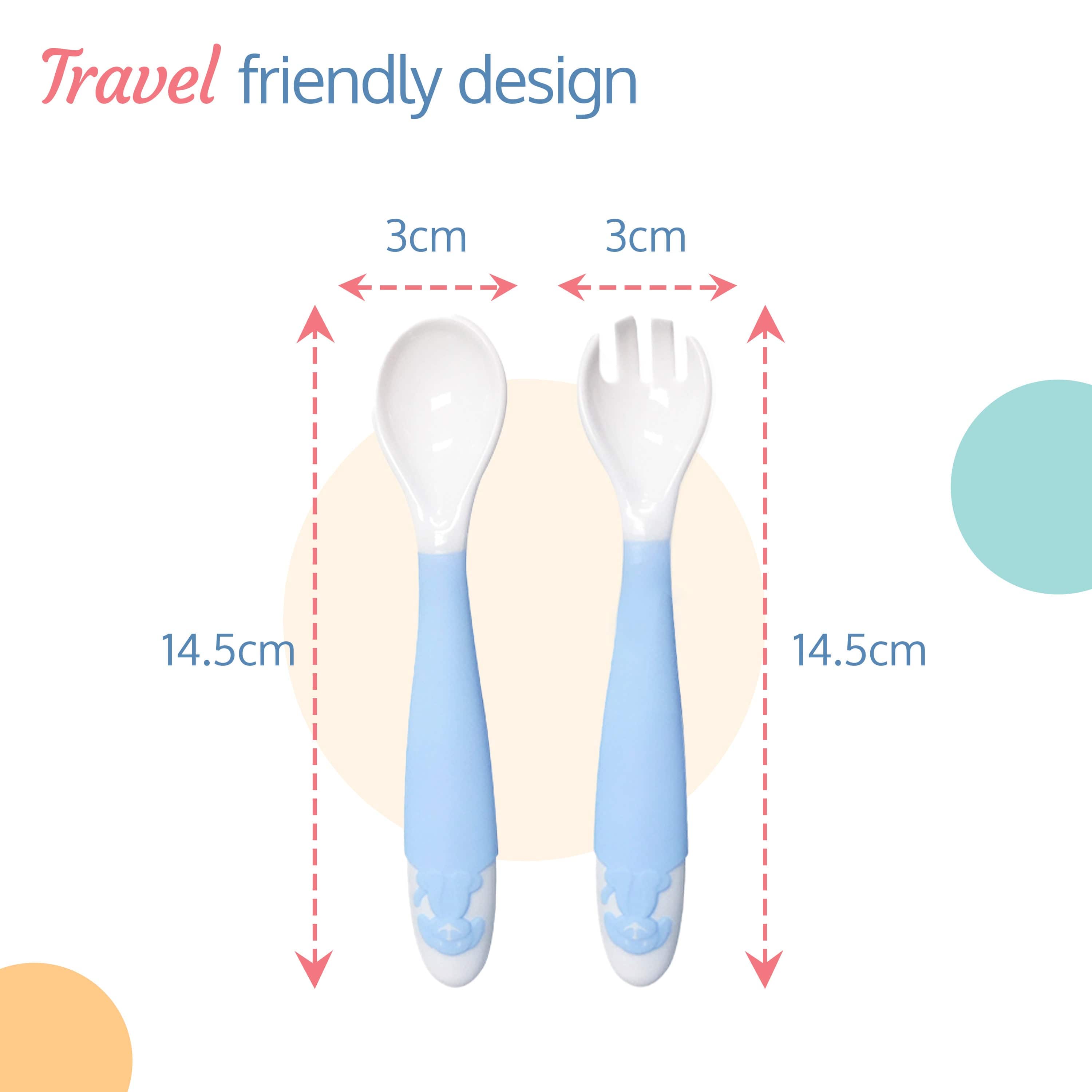 LuvLap Bendable Weaning Spoon & Fork Set (Blue)