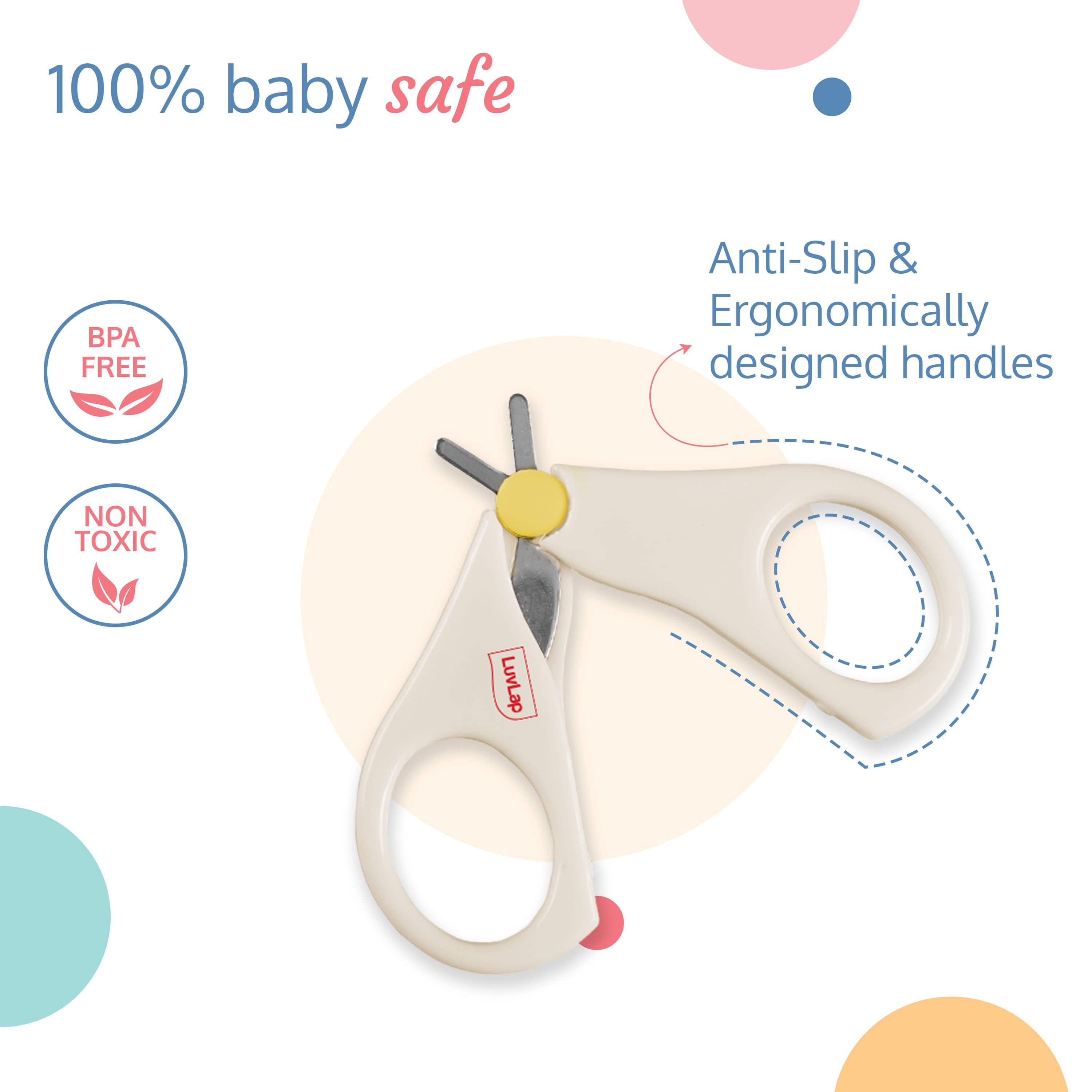 LuvLap Baby Scissors For Cutting Nails, White, 3M+