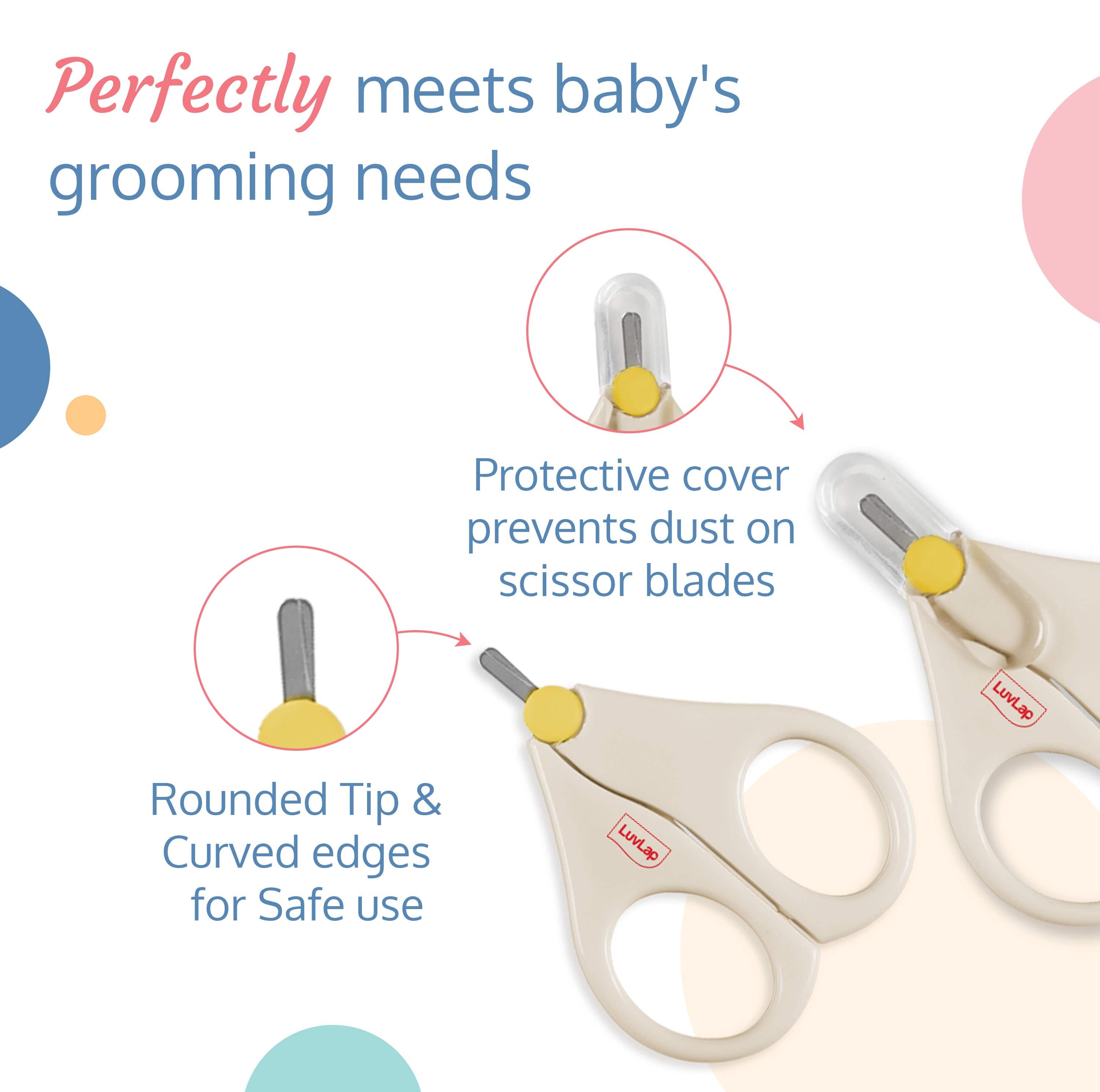 LuvLap Baby Scissors For Cutting Nails, White, 3M+