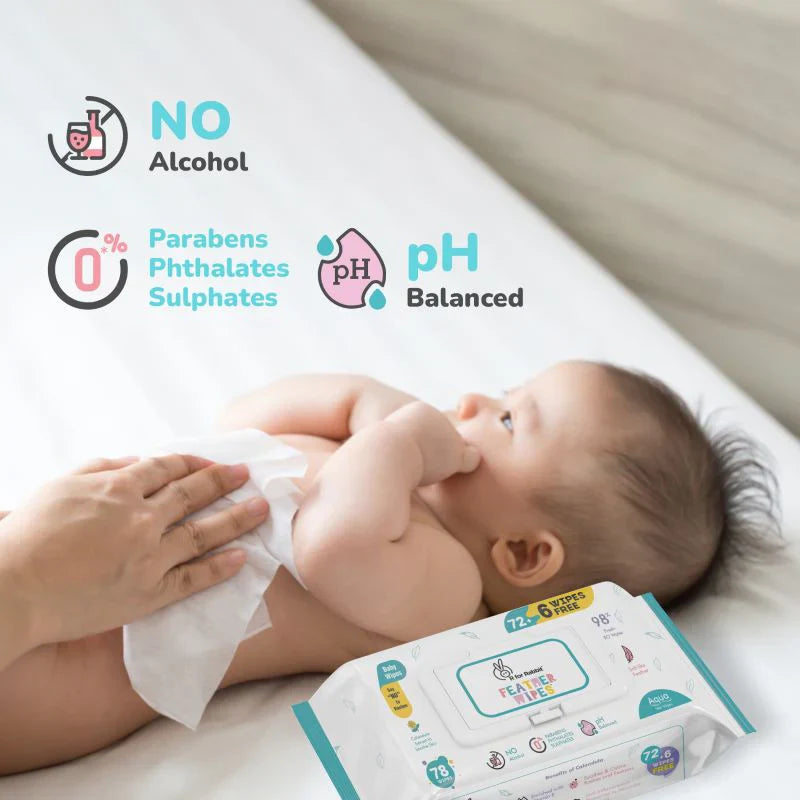 R for Rabbit Feather Diapers S Size + Aqua Wipes Combo