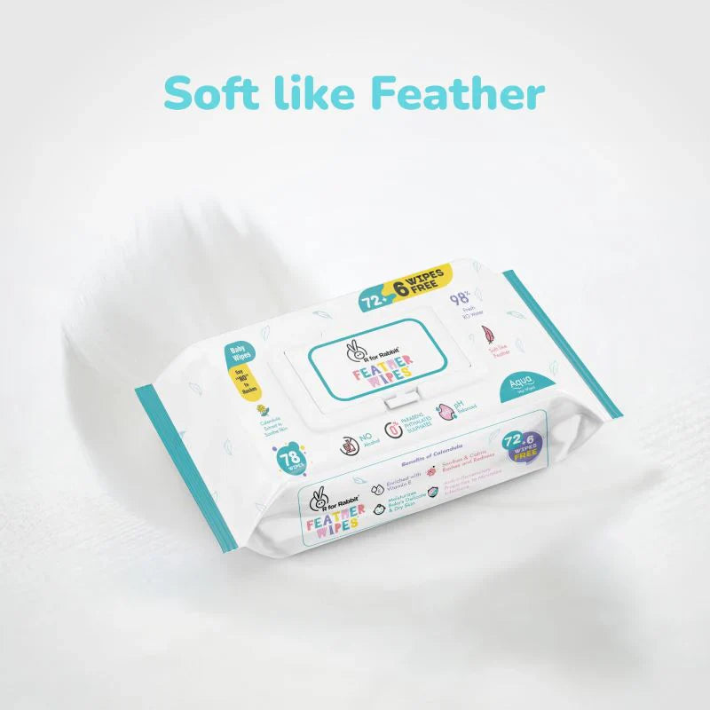 R for Rabbit Feather Diapers XL Size + Aqua Wipes Combo