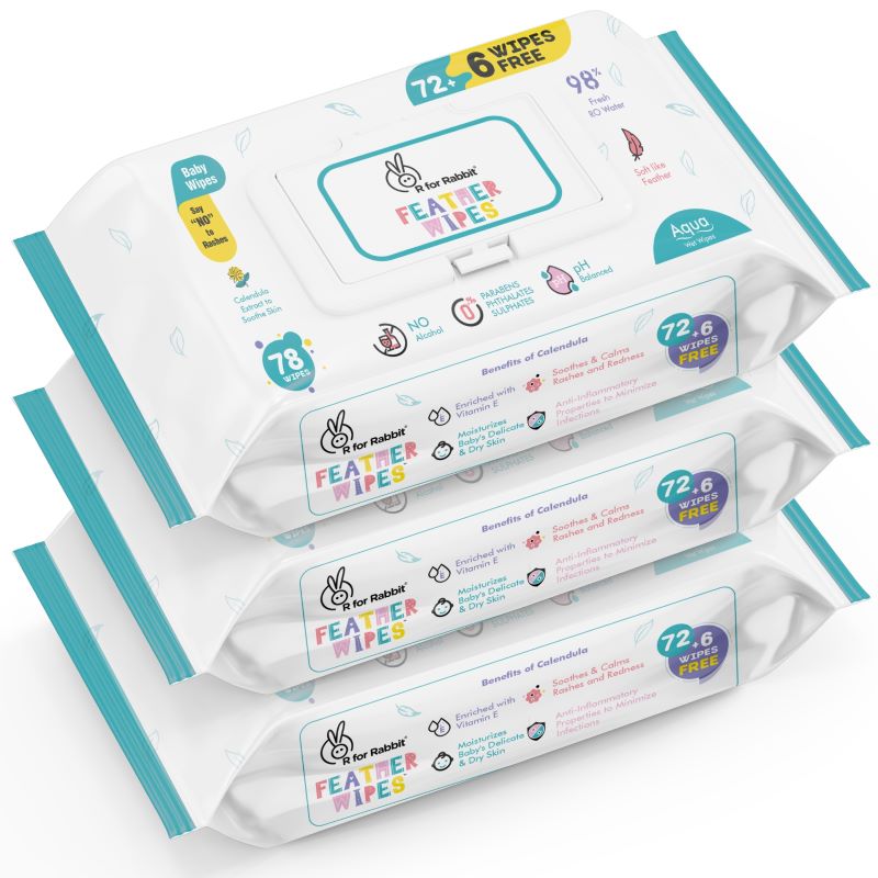 Feather Aqua Wipes - With Calendula Extract