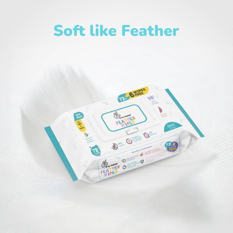 Feather Aqua Wipes - With Calendula Extract