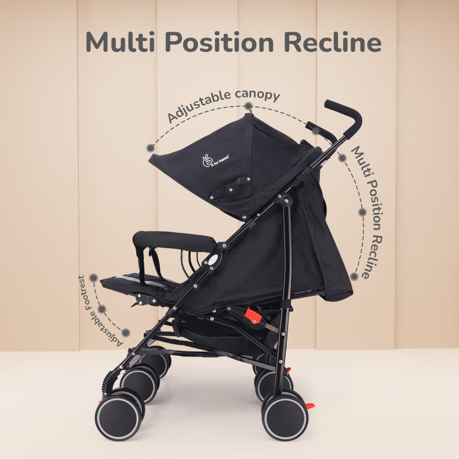 Ginny and Johnny Stroller - Compact Fold, Dual Basket, Multi-Position Recline Seat, Rear Brake