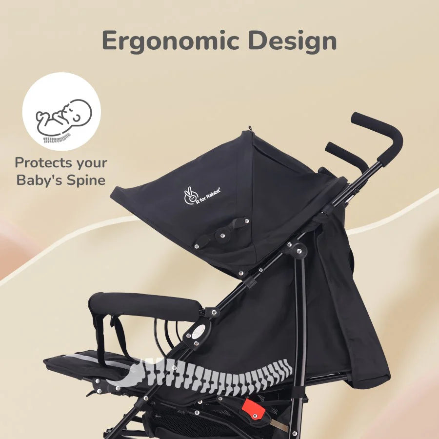 R for Rabbit Ginny and Johnny Stroller - Compact Fold, Dual Basket, Multi-Position Recline Seat, Rear Brake