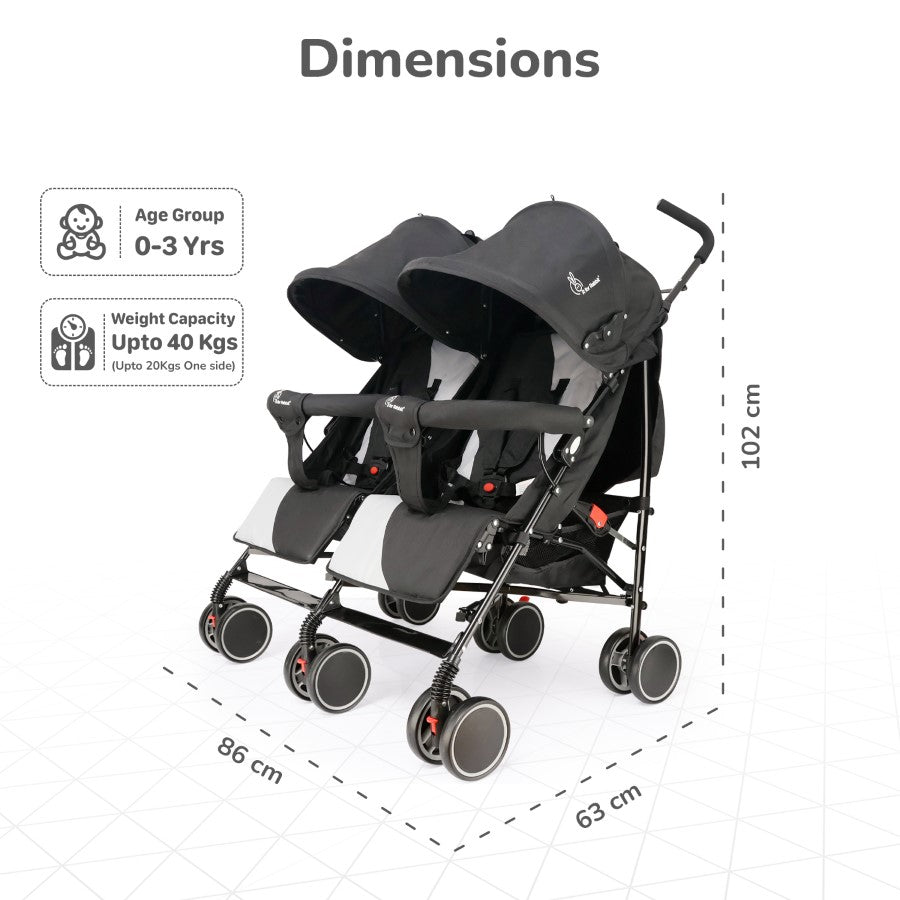 Ginny and Johnny Stroller - Compact Fold, Dual Basket, Multi-Position Recline Seat, Rear Brake