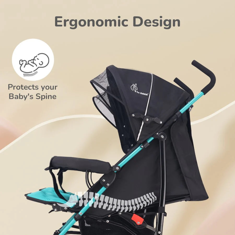 R for Rabbit Ginny and Johnny Stroller - Compact Fold, Dual Basket, Multi-Position Recline Seat, Rear Brake