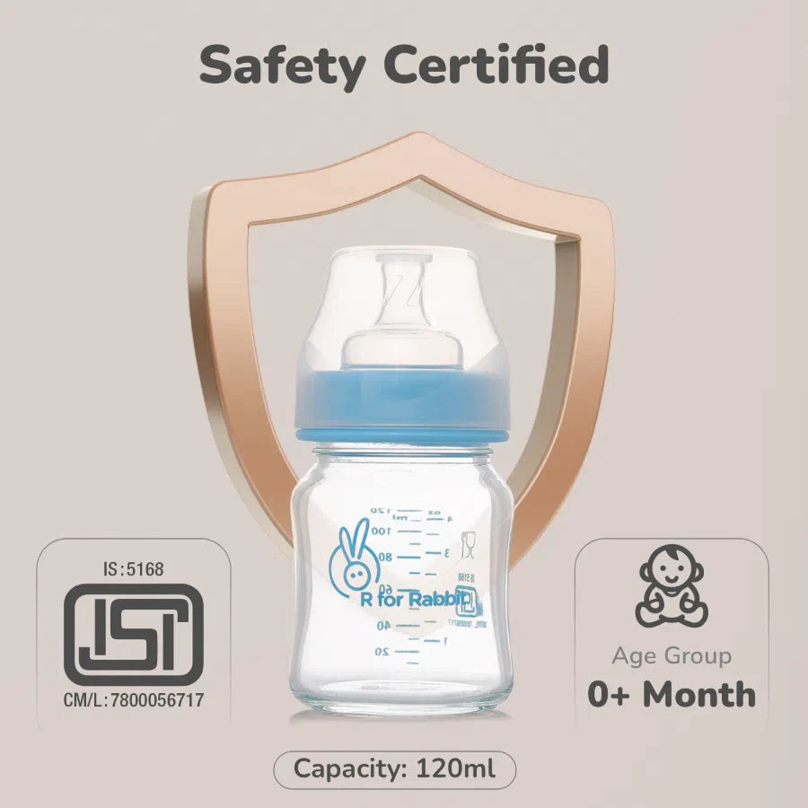 R for Rabbit Glass Feeding Bottle 120 ml