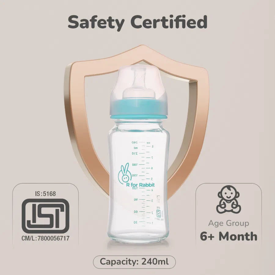 R for Rabbit Glass Feeding Bottle 240 ml