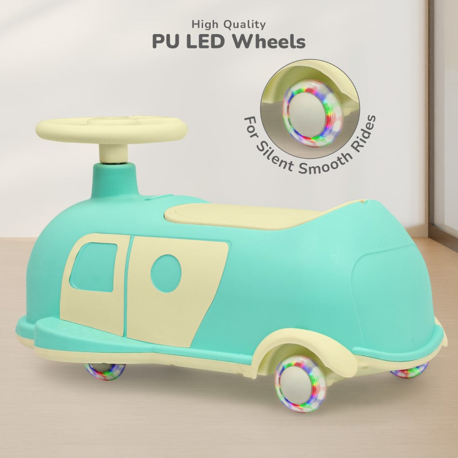 R for Rabbit Iya Iya Caravan Swing car – 3-in-1 Multipurpose Ride-On with PU LED Wheels