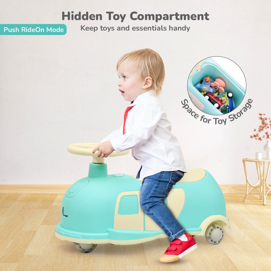 R for Rabbit Iya Iya Caravan Swing car – 3-in-1 Multipurpose Ride-On with PU LED Wheels