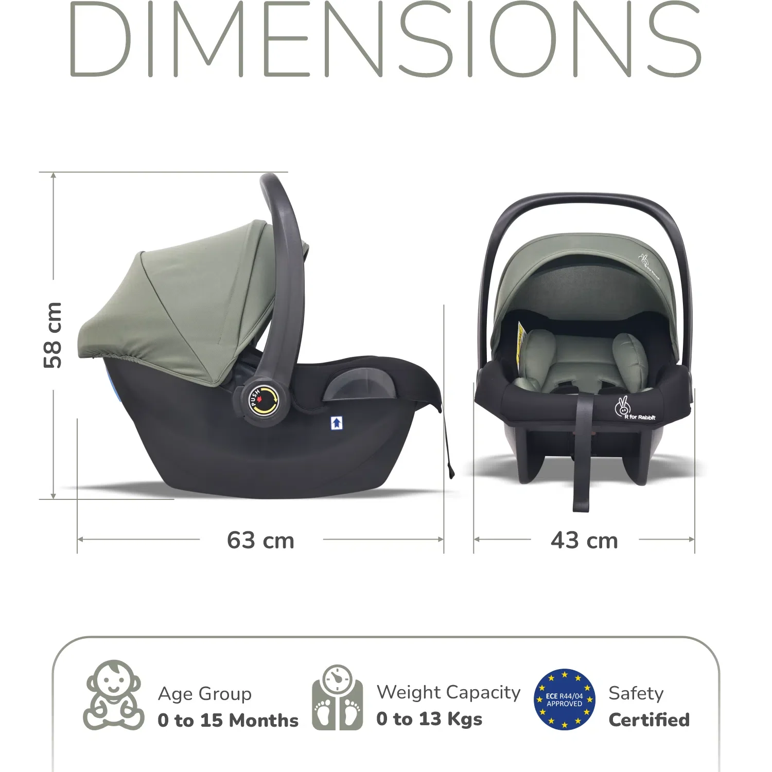 R for Rabbit Picaboo NXG 4 in 1 Multipurpose Baby Carry Cot With Personalized Name Tag