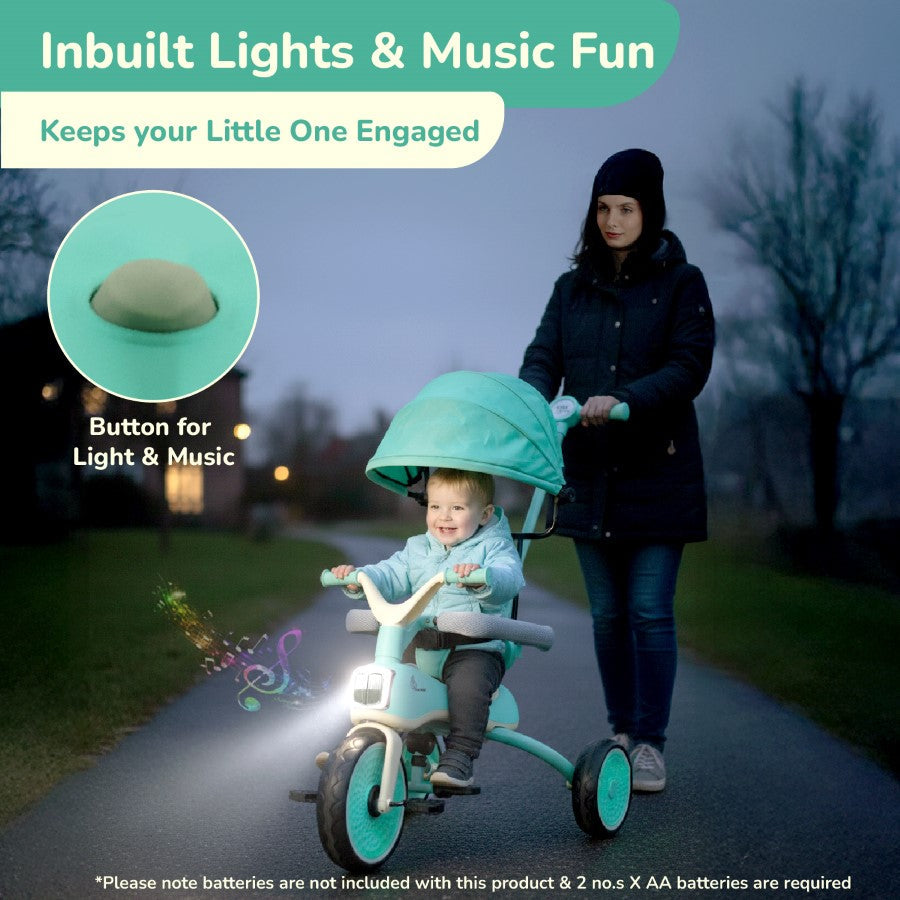 R for Rabbit Tiny Toes Karizma - Luxury 3-in-1 Smart Tricycle for Kids 2 to 5 Years with Music & Canopy