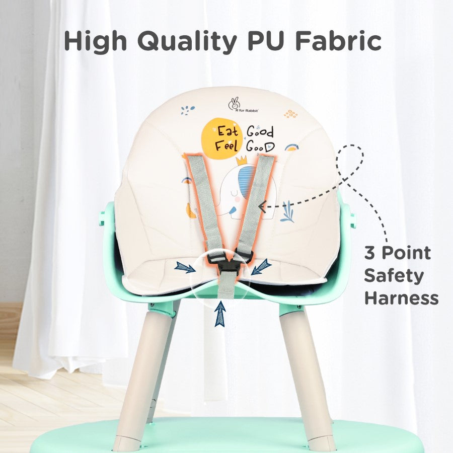 R for Rabbit Cherry Berry Tusky High Chair For Kids 3-in-1 Convertible with Detachable & Adjustable Food Tray