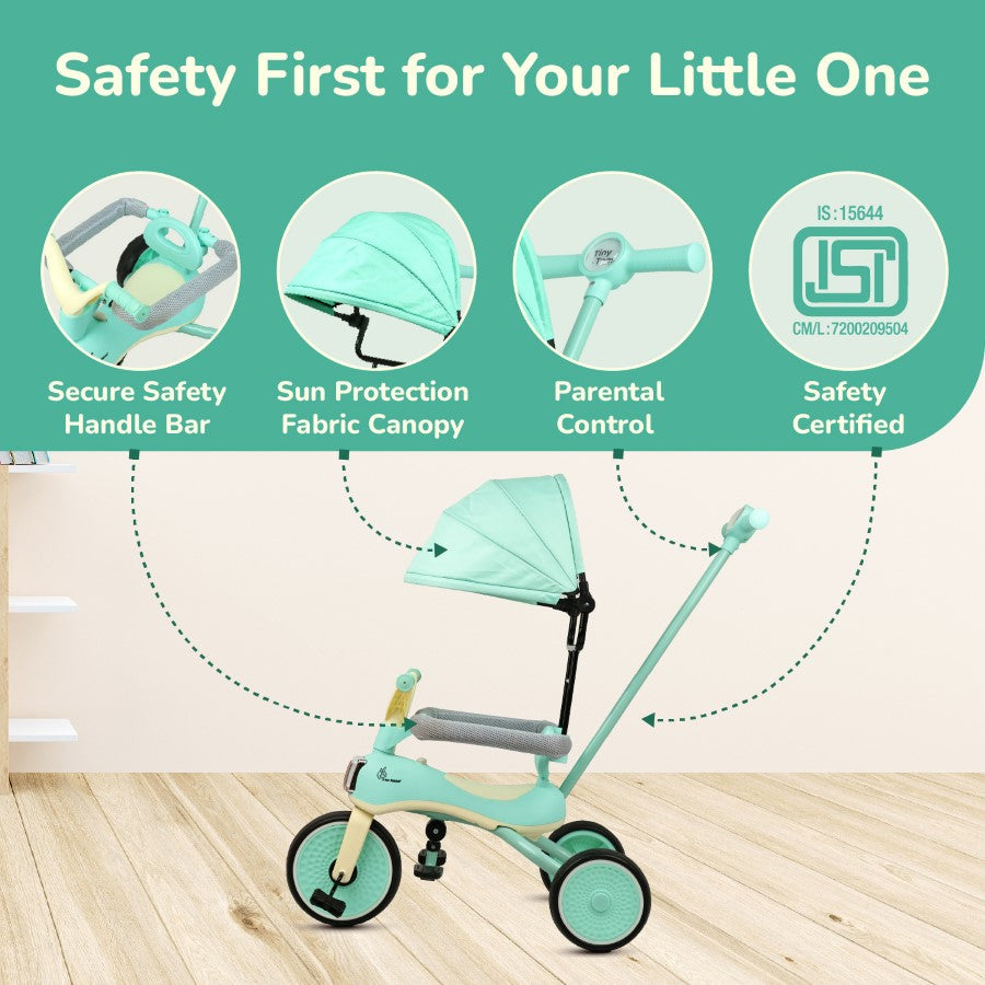 R for Rabbit Tiny Toes Karizma - Luxury 3-in-1 Smart Tricycle for Kids 2 to 5 Years with Music & Canopy