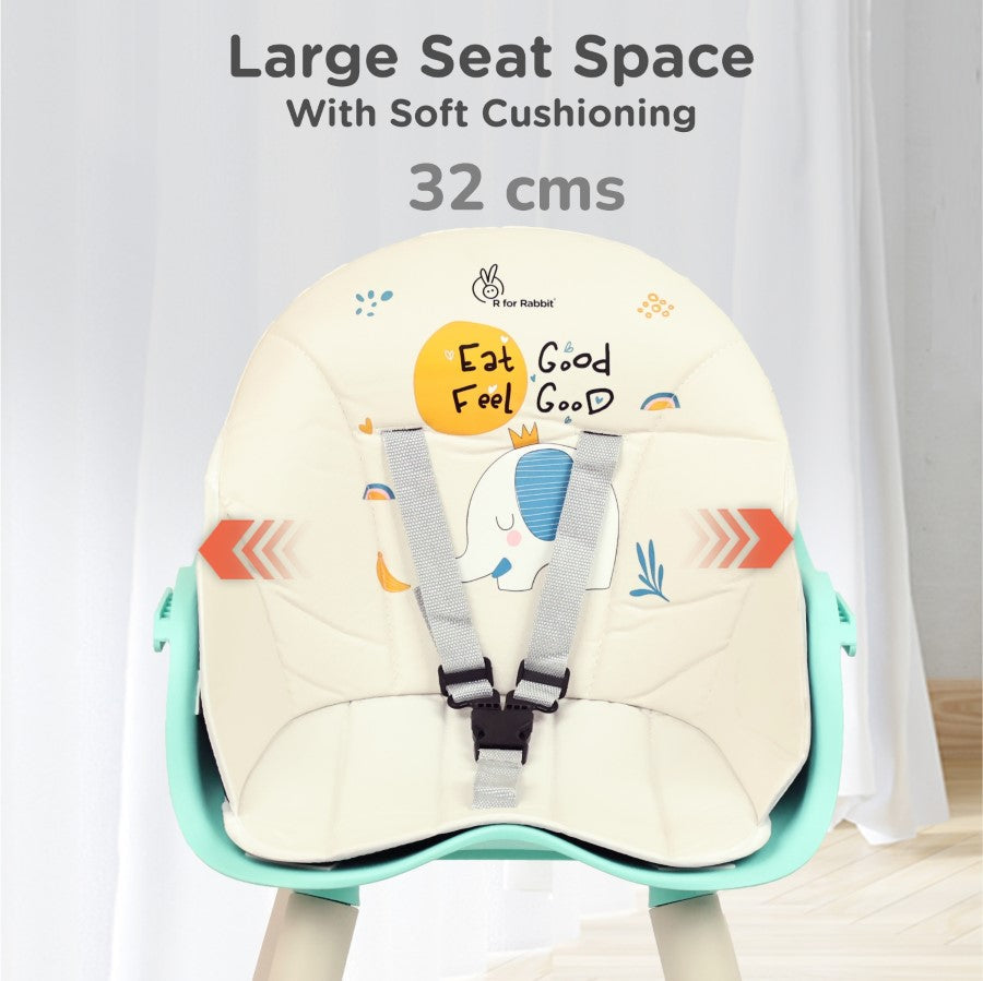 R for Rabbit Cherry Berry Tusky High Chair For Kids 3-in-1 Convertible with Detachable & Adjustable Food Tray