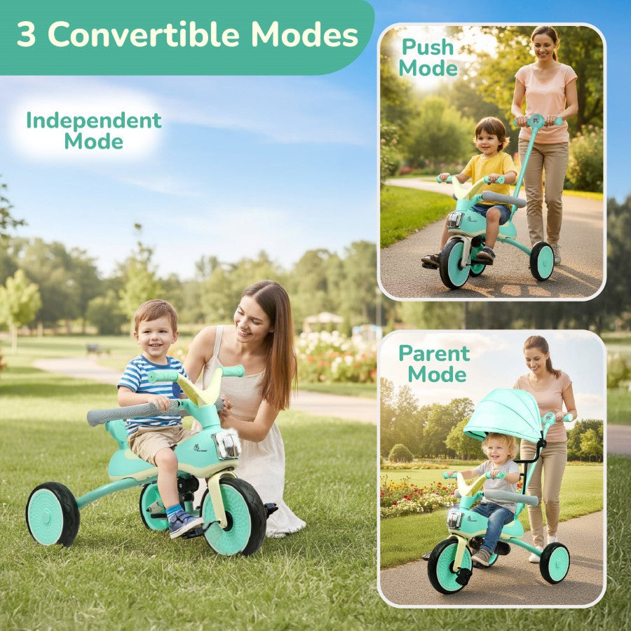 R for Rabbit Tiny Toes Karizma - Luxury 3-in-1 Smart Tricycle for Kids 2 to 5 Years with Music & Canopy