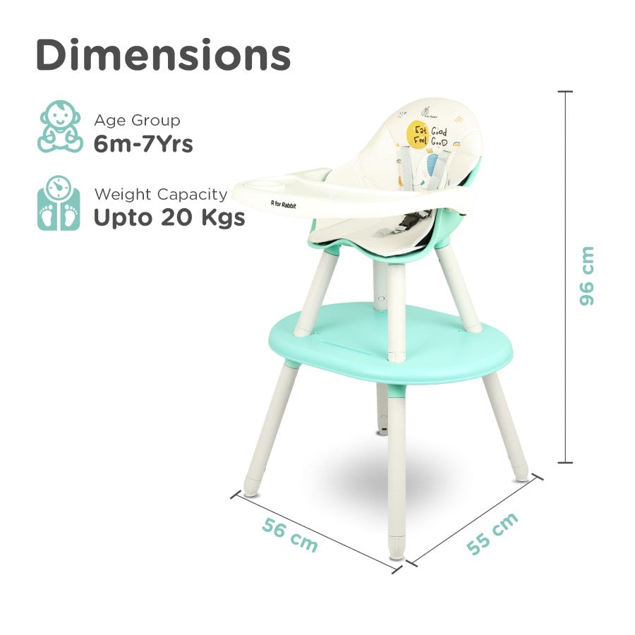 R for Rabbit Cherry Berry Tusky High Chair For Kids 3-in-1 Convertible with Detachable & Adjustable Food Tray