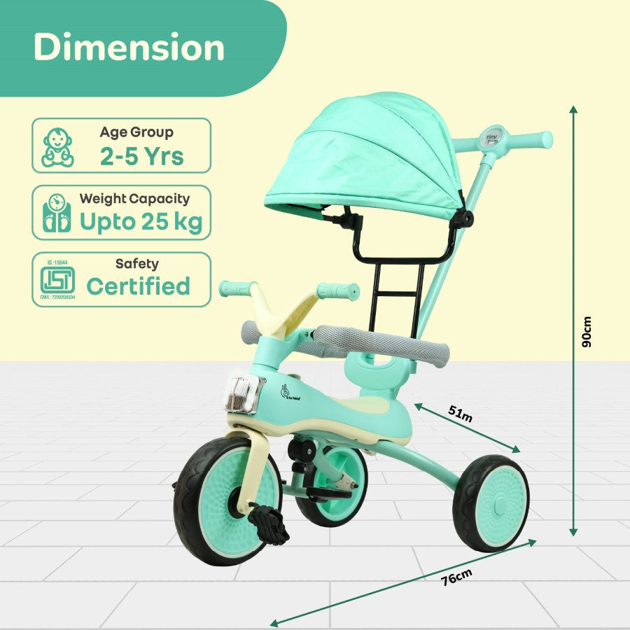R for Rabbit Tiny Toes Karizma - Luxury 3-in-1 Smart Tricycle for Kids 2 to 5 Years with Music & Canopy