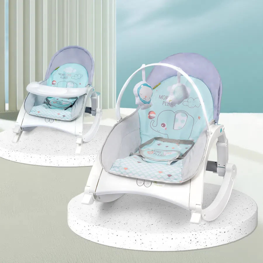 R for Rabbit 3 in 1 Rock N Play Rocker - Adjustable Backrest Recline, Detachable Toy Bar, Soothing Music & Vibration, Adjustable backrest, 0+ Months