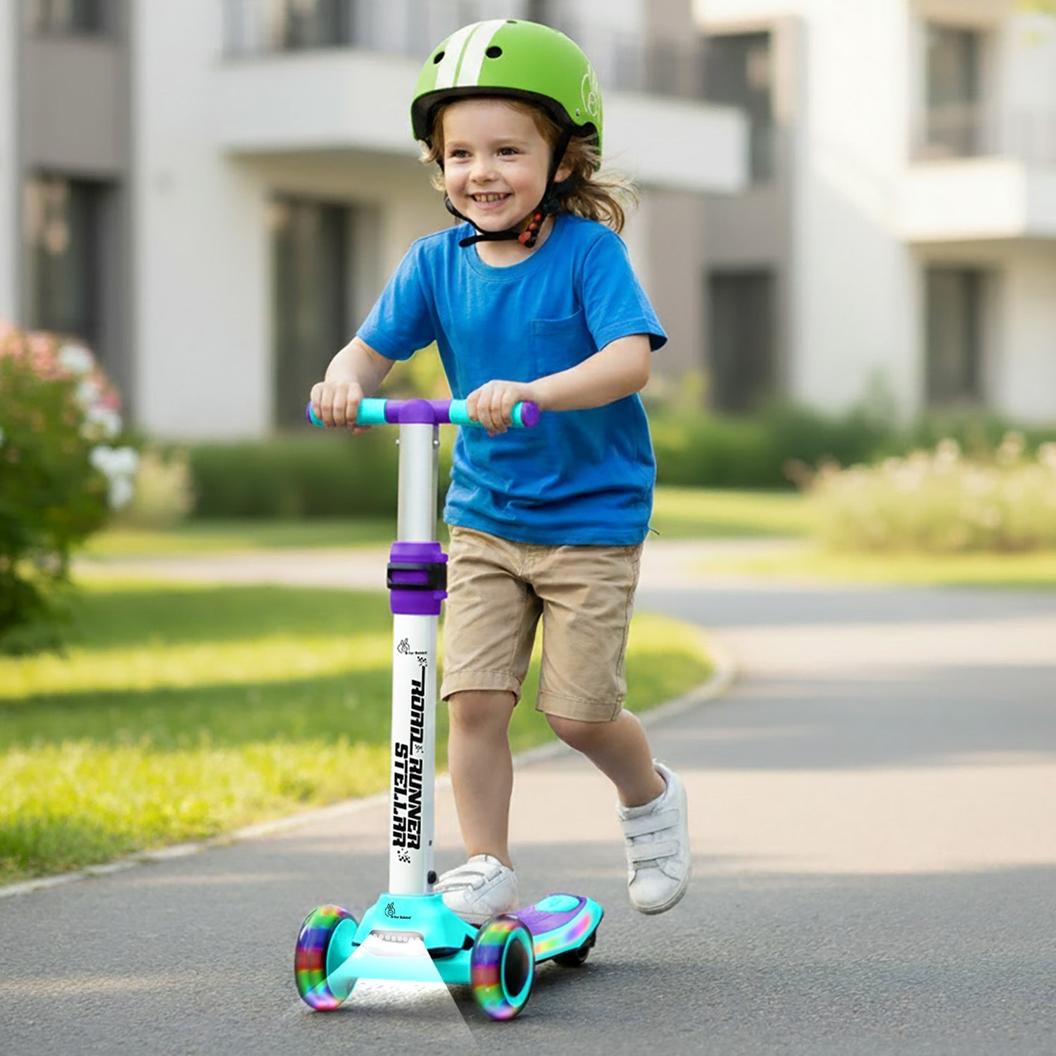 R for Rabbit Road Runner Stellar - LED Scooter for Kids with Bluetooth Music, Adjustable Height & Smooth Ride