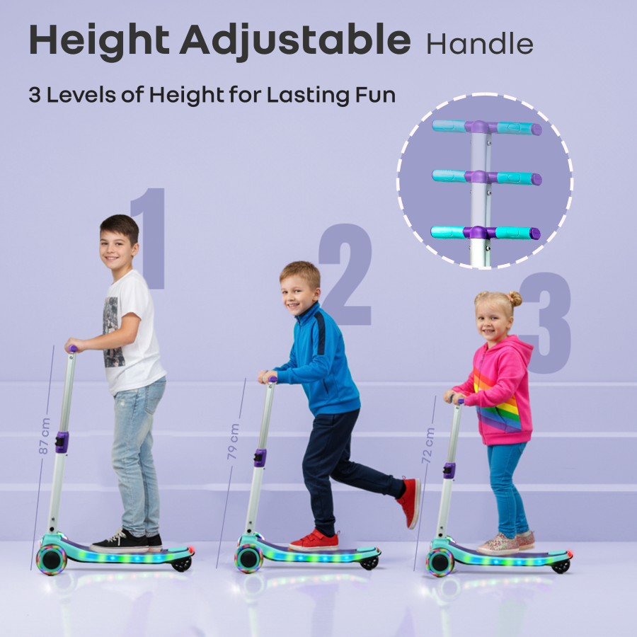 R for Rabbit Road Runner Stellar - LED Scooter for Kids with Bluetooth Music, Adjustable Height & Smooth Ride