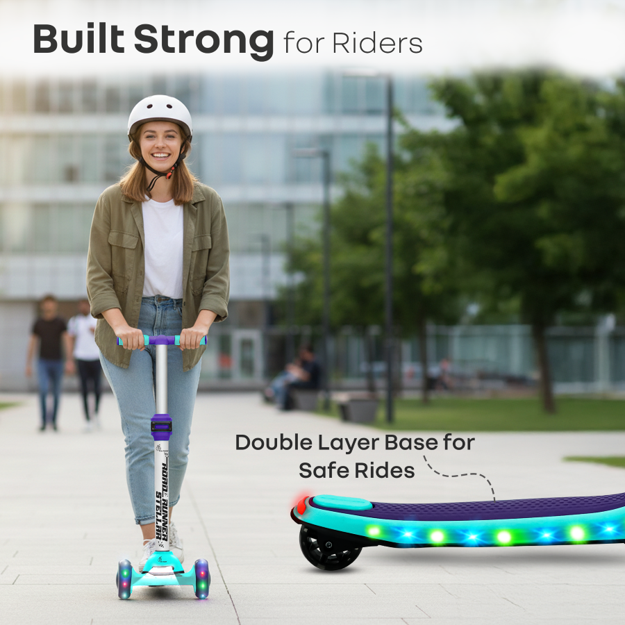 R for Rabbit Road Runner Stellar - LED Scooter for Kids with Bluetooth Music, Adjustable Height & Smooth Ride