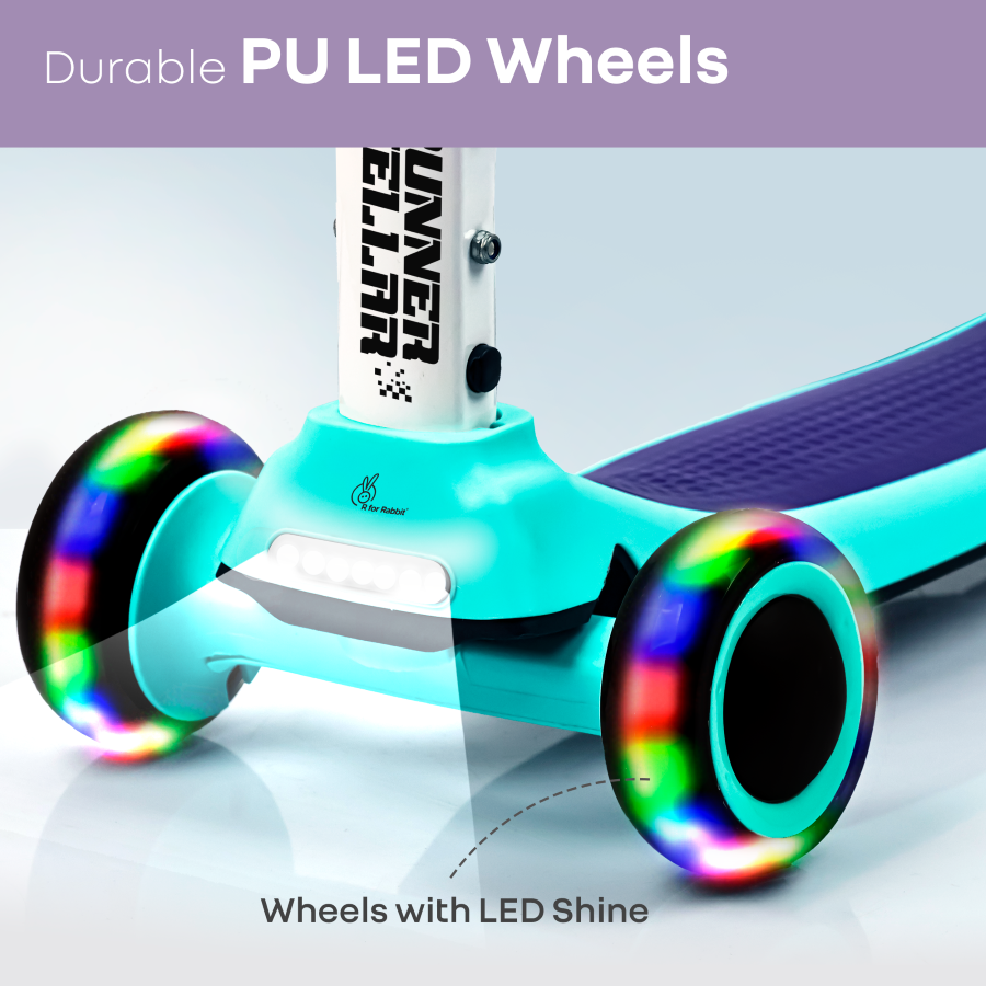 R for Rabbit Road Runner Stellar - LED Scooter for Kids with Bluetooth Music, Adjustable Height & Smooth Ride