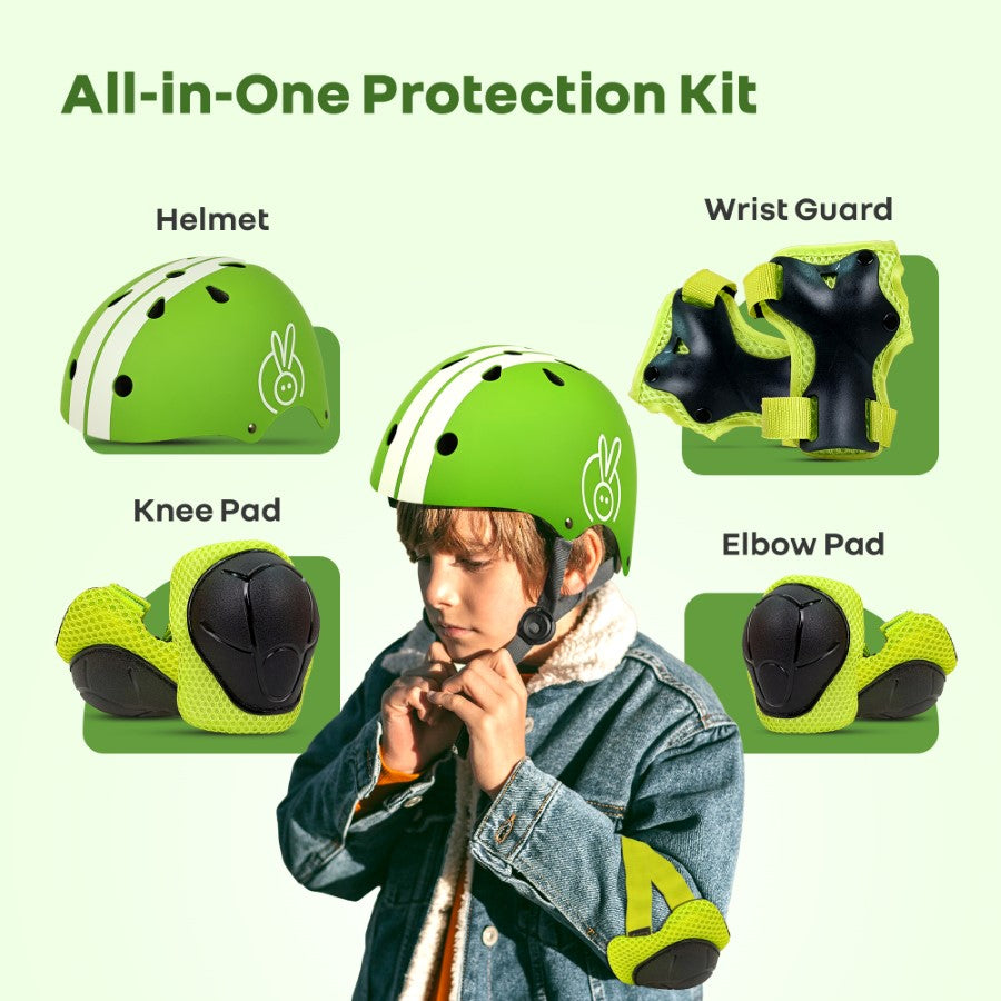 R for Rabbit Safe Play Protective Gear Set for Kids – Helmet, Knee, Elbow & Wrist Pads (Age 3–7 Years)