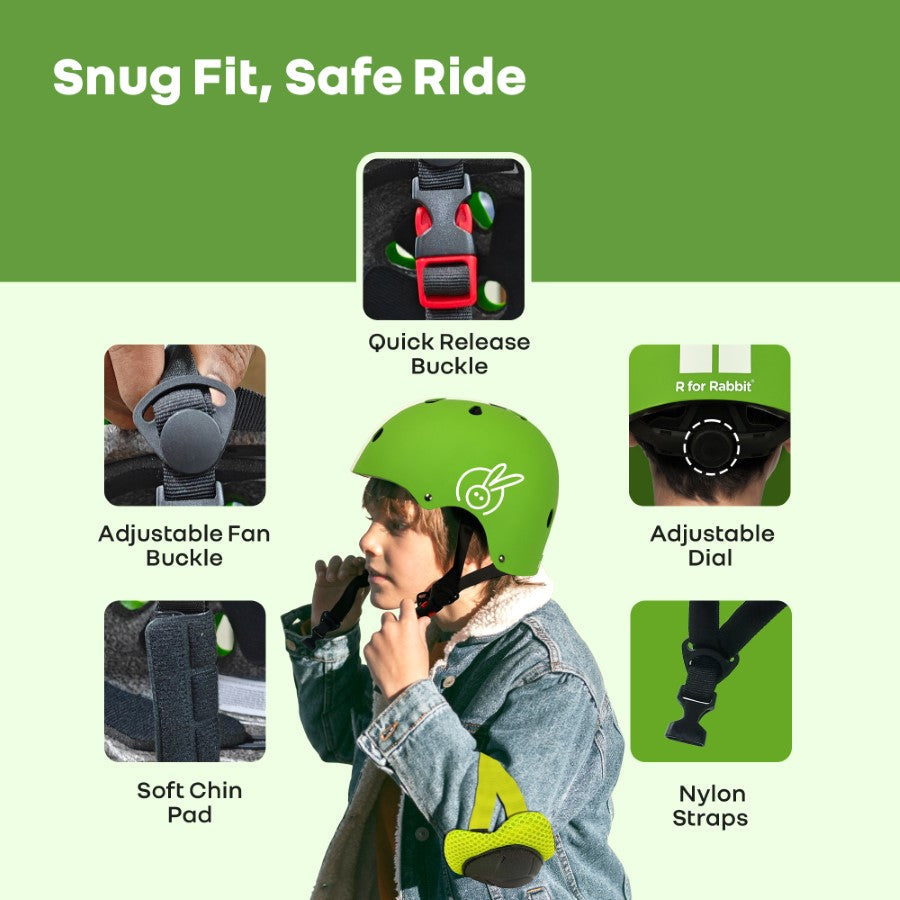 R for Rabbit Safe Play Protective Gear Set for Kids – Helmet, Knee, Elbow & Wrist Pads (Age 3–7 Years)