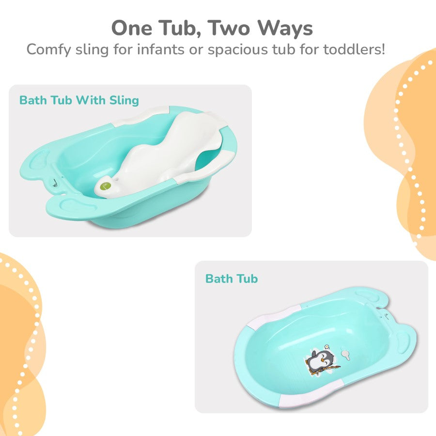 R for Rabbit Bubble Double Snowy: 2-in-1 Baby Bath Tub with Ergonomic Sling