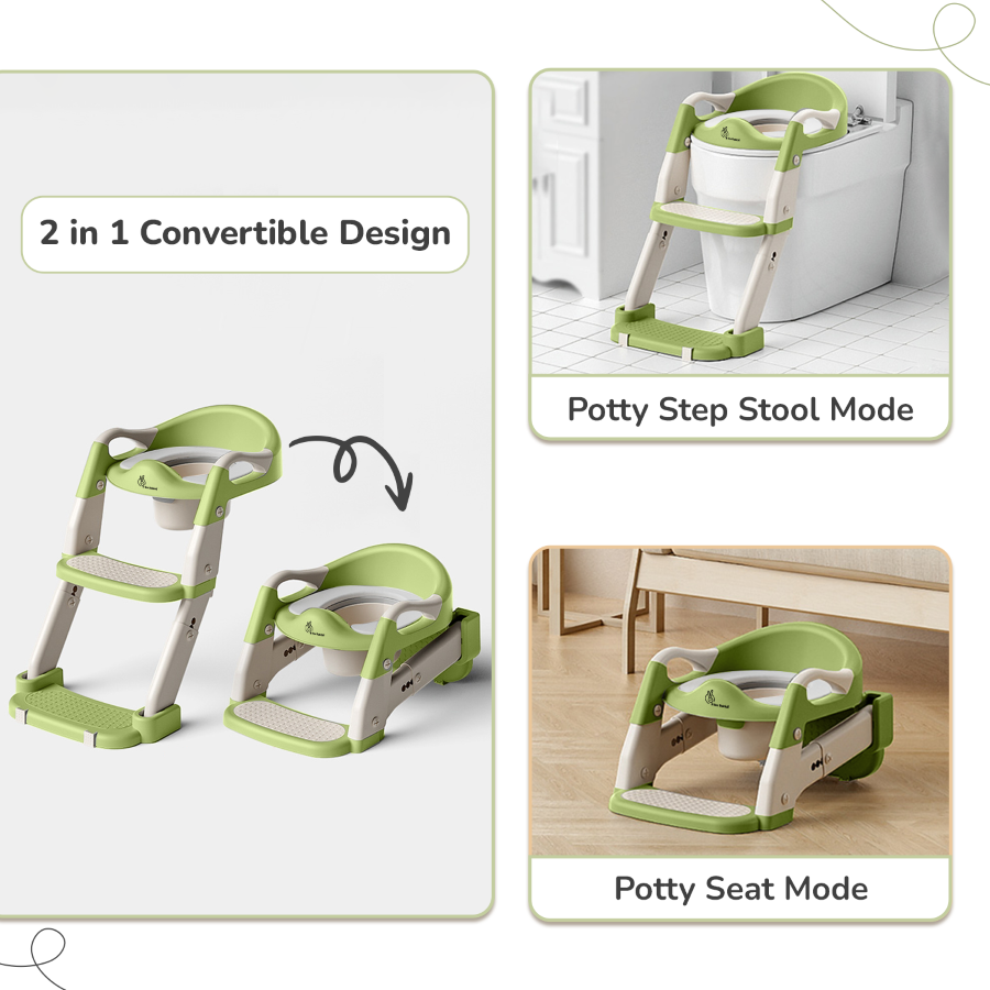 R for Rabbit Hilltop Trainer 2-in-1 Step Stool and Potty Seat for Kids with Adjustable Height