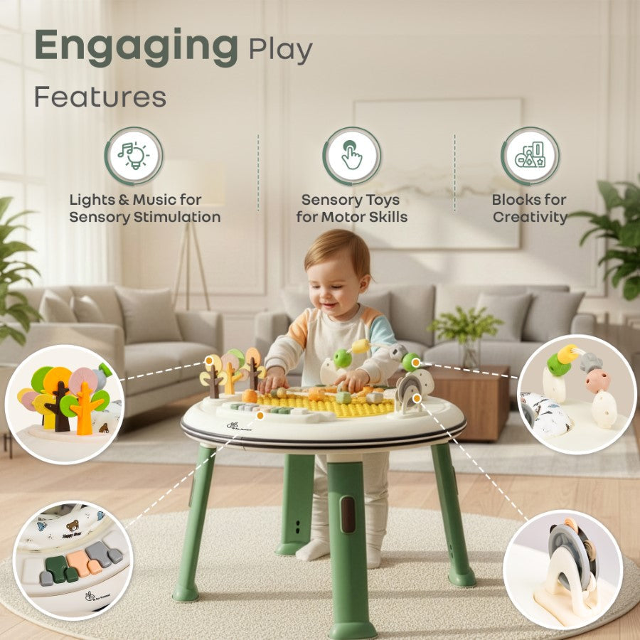 R for Rabbit Little Feet Hopper 2-in-1 Baby Walker cum Activity Table with Adjustable Height, 360° Rotating Seat, Lights & Music (6–36 Months)