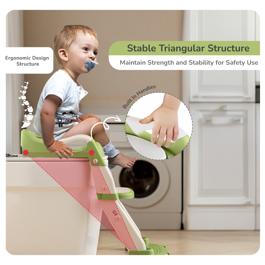 R for Rabbit Hilltop Trainer 2-in-1 Step Stool and Potty Seat for Kids with Adjustable Height