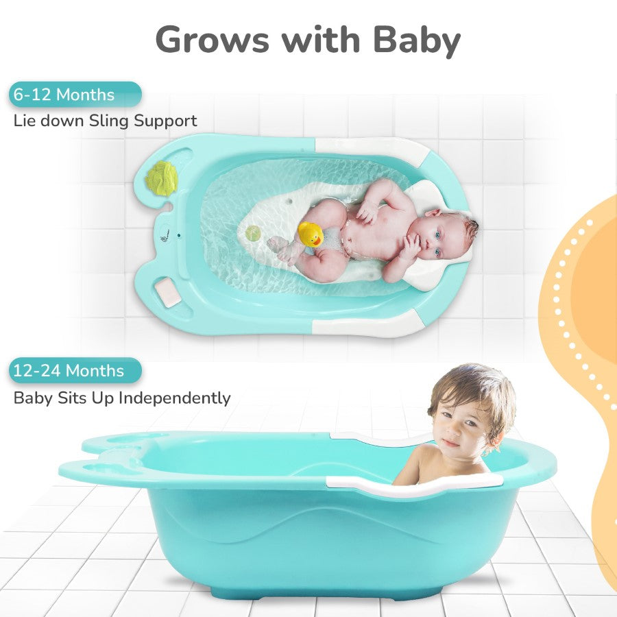 R for Rabbit Bubble Double Snowy: 2-in-1 Baby Bath Tub with Ergonomic Sling