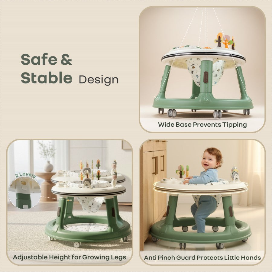 R for Rabbit Little Feet Hopper 2-in-1 Baby Walker cum Activity Table with Adjustable Height, 360° Rotating Seat, Lights & Music (6–36 Months)