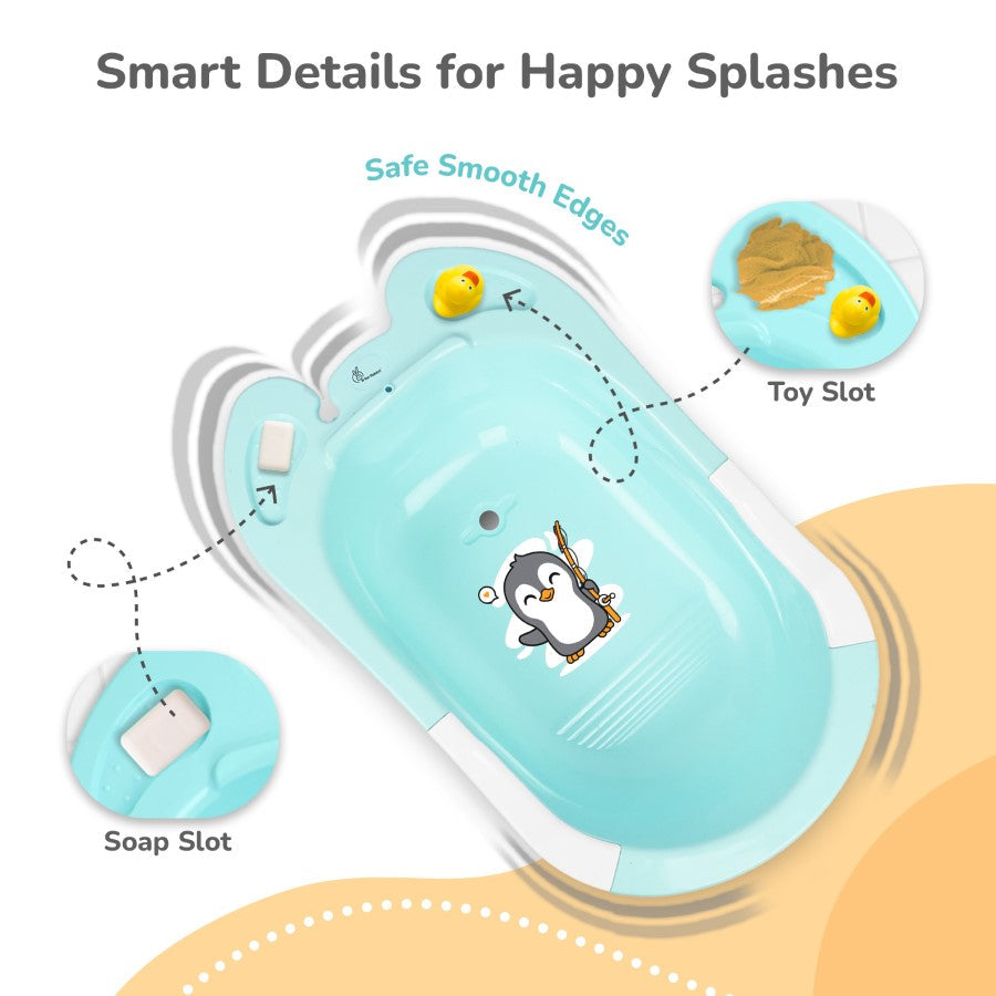 R for Rabbit Bubble Double Snowy: 2-in-1 Baby Bath Tub with Ergonomic Sling