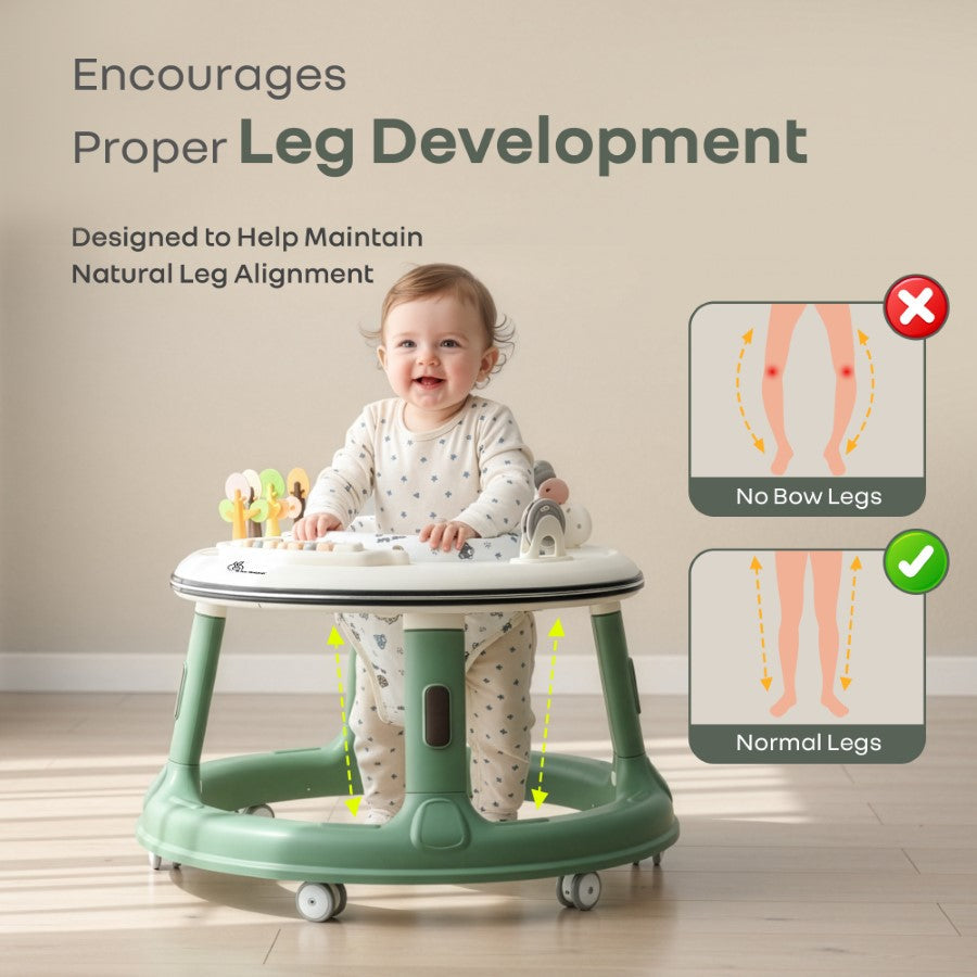 R for Rabbit Little Feet Hopper 2-in-1 Baby Walker cum Activity Table with Adjustable Height, 360° Rotating Seat, Lights & Music (6–36 Months)