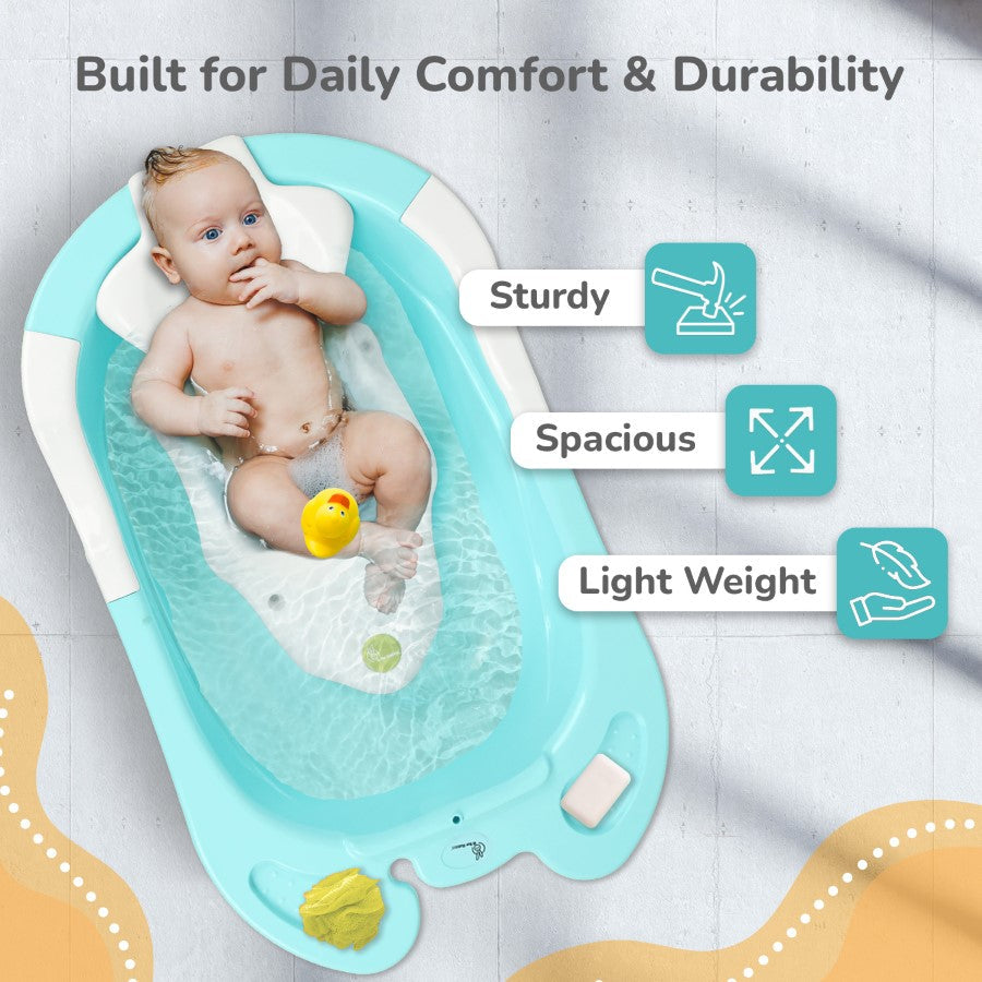 R for Rabbit Bubble Double Snowy: 2-in-1 Baby Bath Tub with Ergonomic Sling