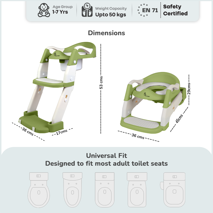 R for Rabbit Hilltop Trainer 2-in-1 Step Stool and Potty Seat for Kids with Adjustable Height