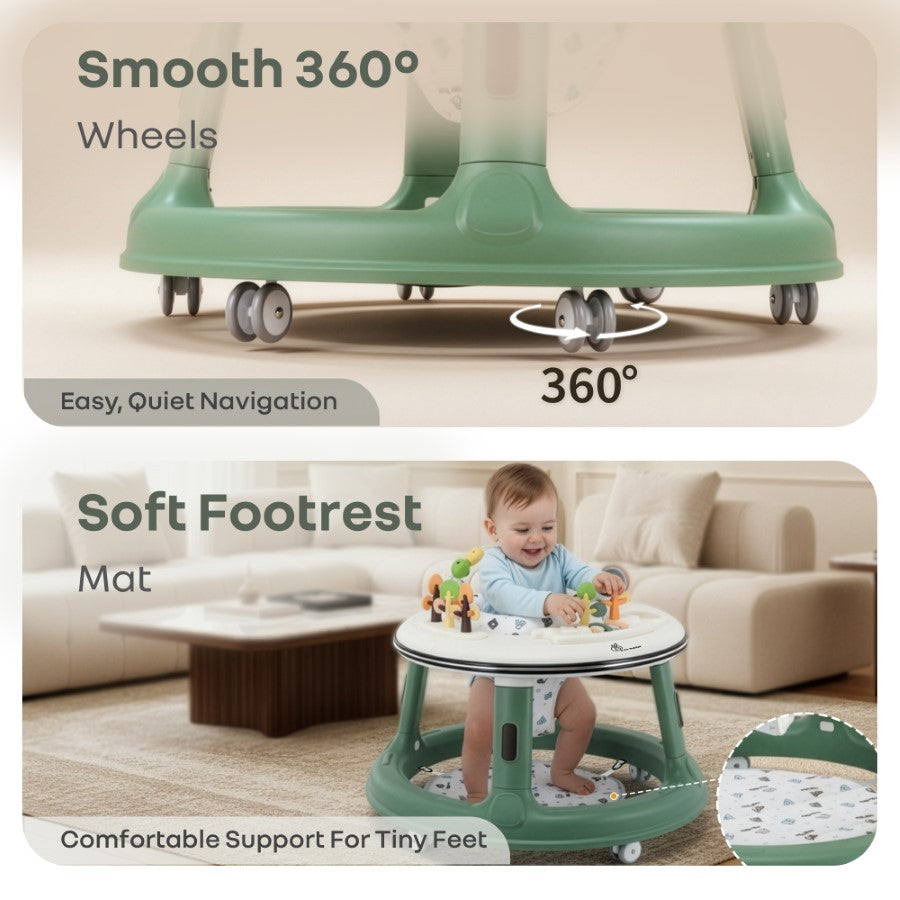 R for Rabbit Little Feet Hopper 2-in-1 Baby Walker cum Activity Table with Adjustable Height, 360° Rotating Seat, Lights & Music (6–36 Months)