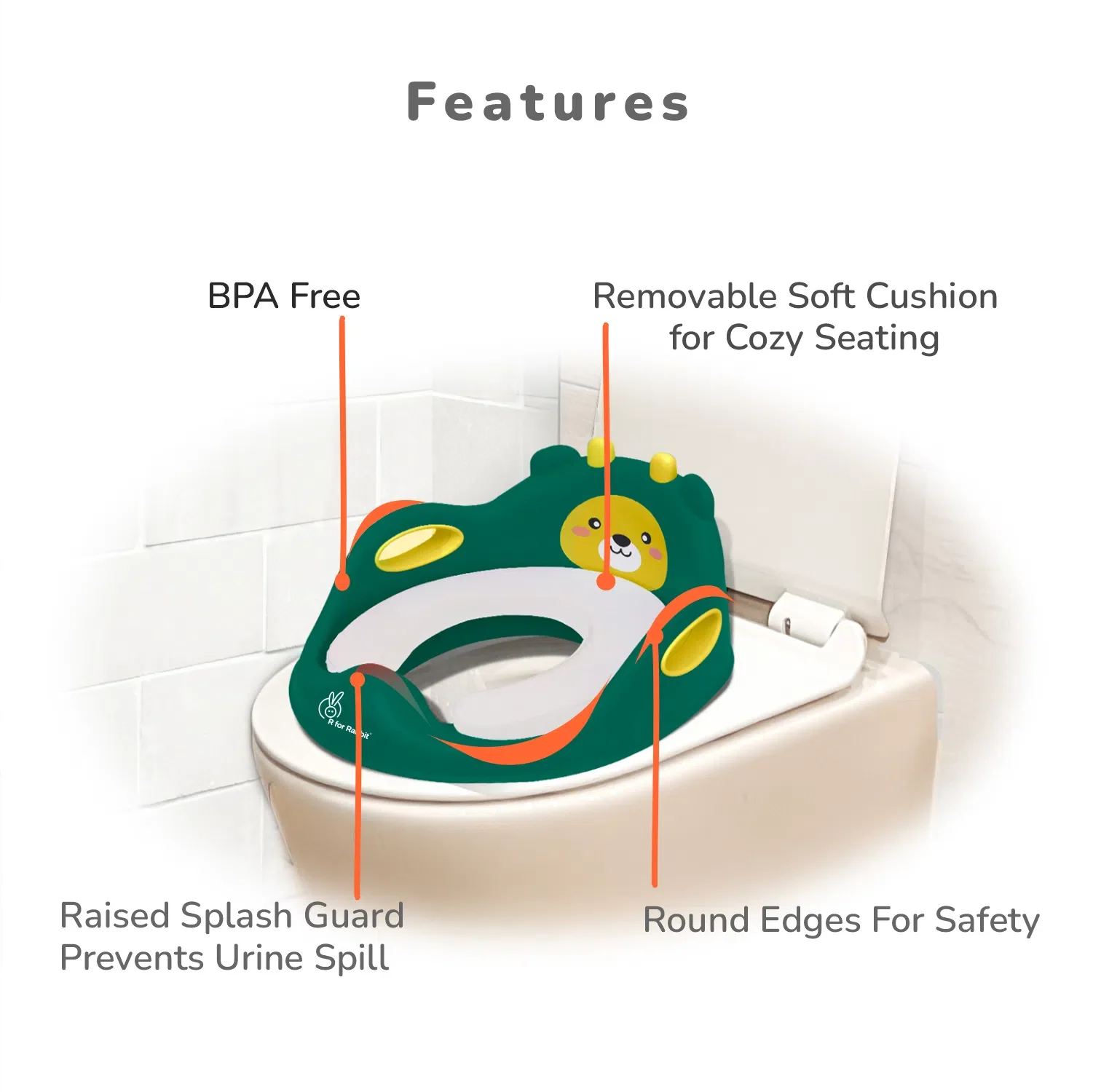 R for Rabbit Minimo Teddy Toilet Seats Happy and Comfy Potty Training Seat for Baby