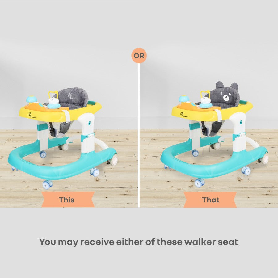 R for Rabbit Little Feet Sportz Baby Walker 2-in-1 Walker Turn Push Walker With Detachable Toy Bar With Meal Tray
