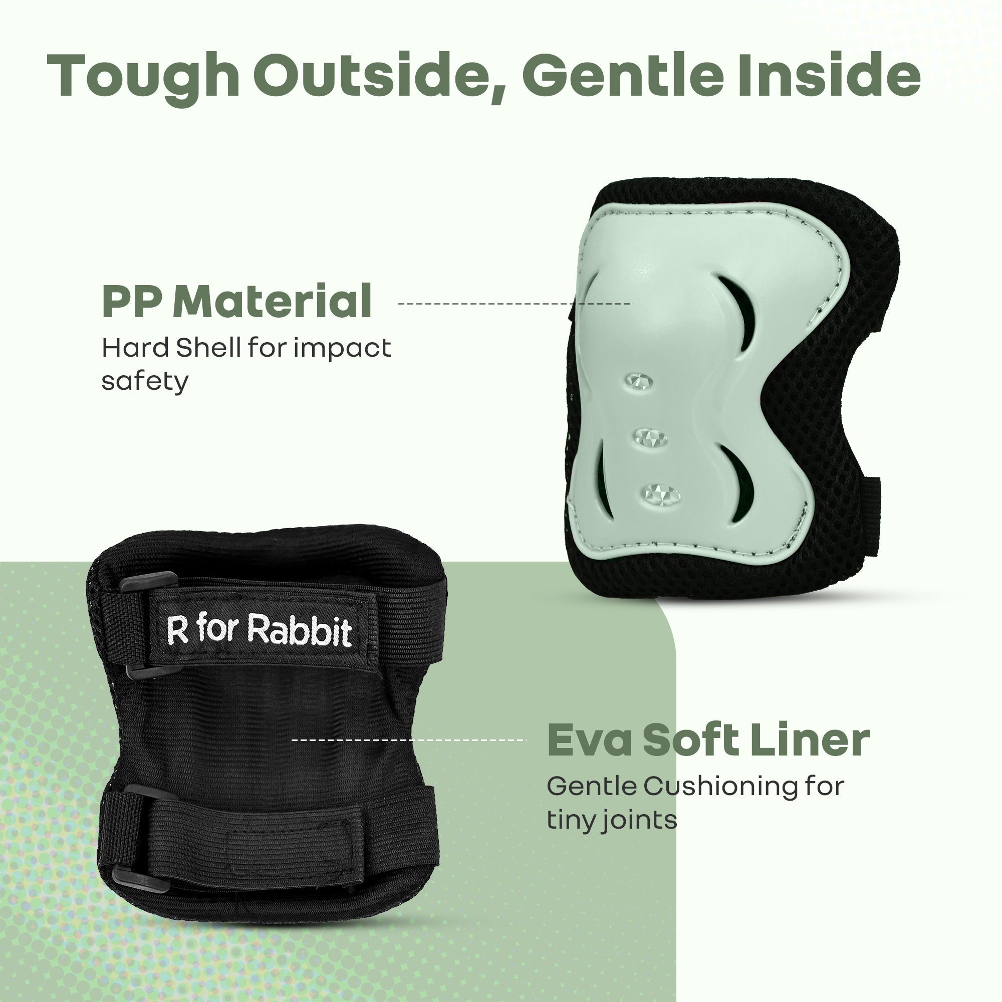 R for Rabbit Kids Safety Protector Pads Set, Cushioned Knee, Elbow & Wrist Guards for Outdoor Riding & Sports